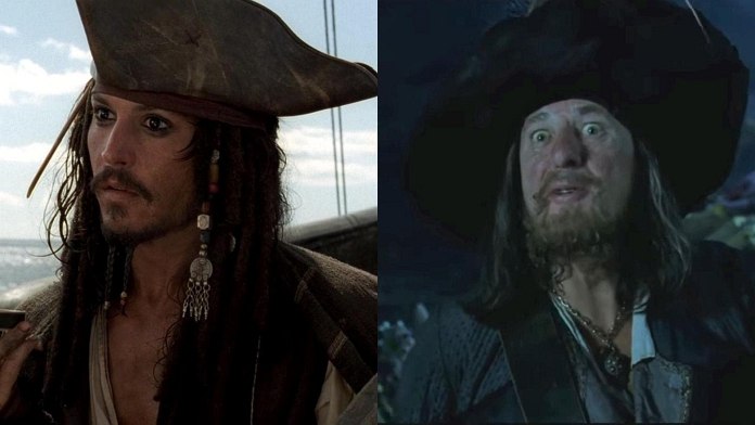 Johnny Depp And Geoffrey Rush In 'Pirates of the Caribbean'